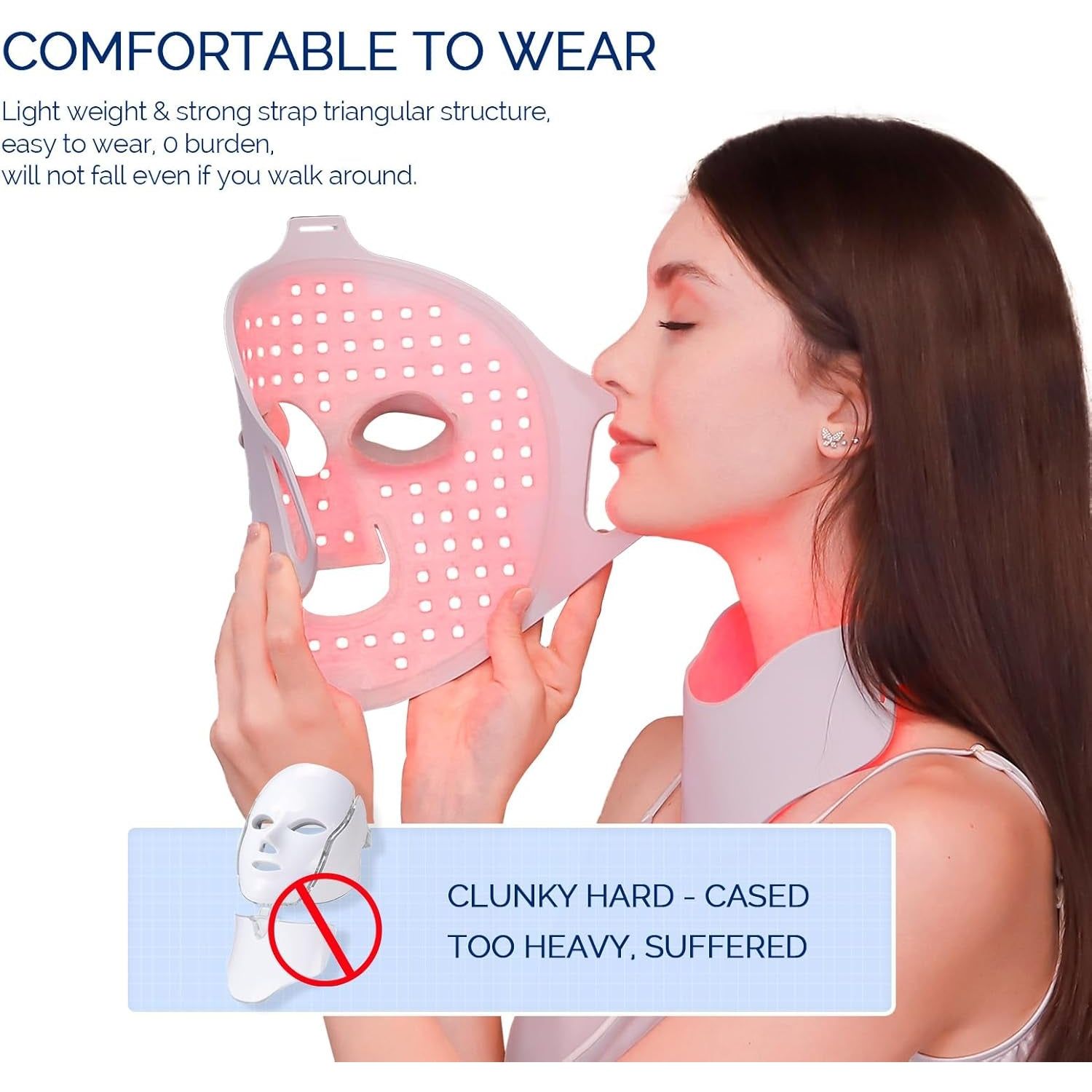 LED Face Light Therapy Mask with Remote Control, Red Light Therapy Mask for Face & Neck. Soft Silicone Beauty Device for Rejuvenation Skin Tightening Anti-Aging