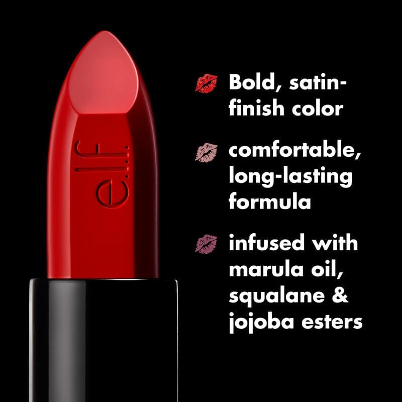 O Face Satin Lipstick, Richly Pigmented, Nourishing & Long-Lasting Creamy Lipstick, Infused with Jojoba, Vegan & Cruelty-Free, Pleased
