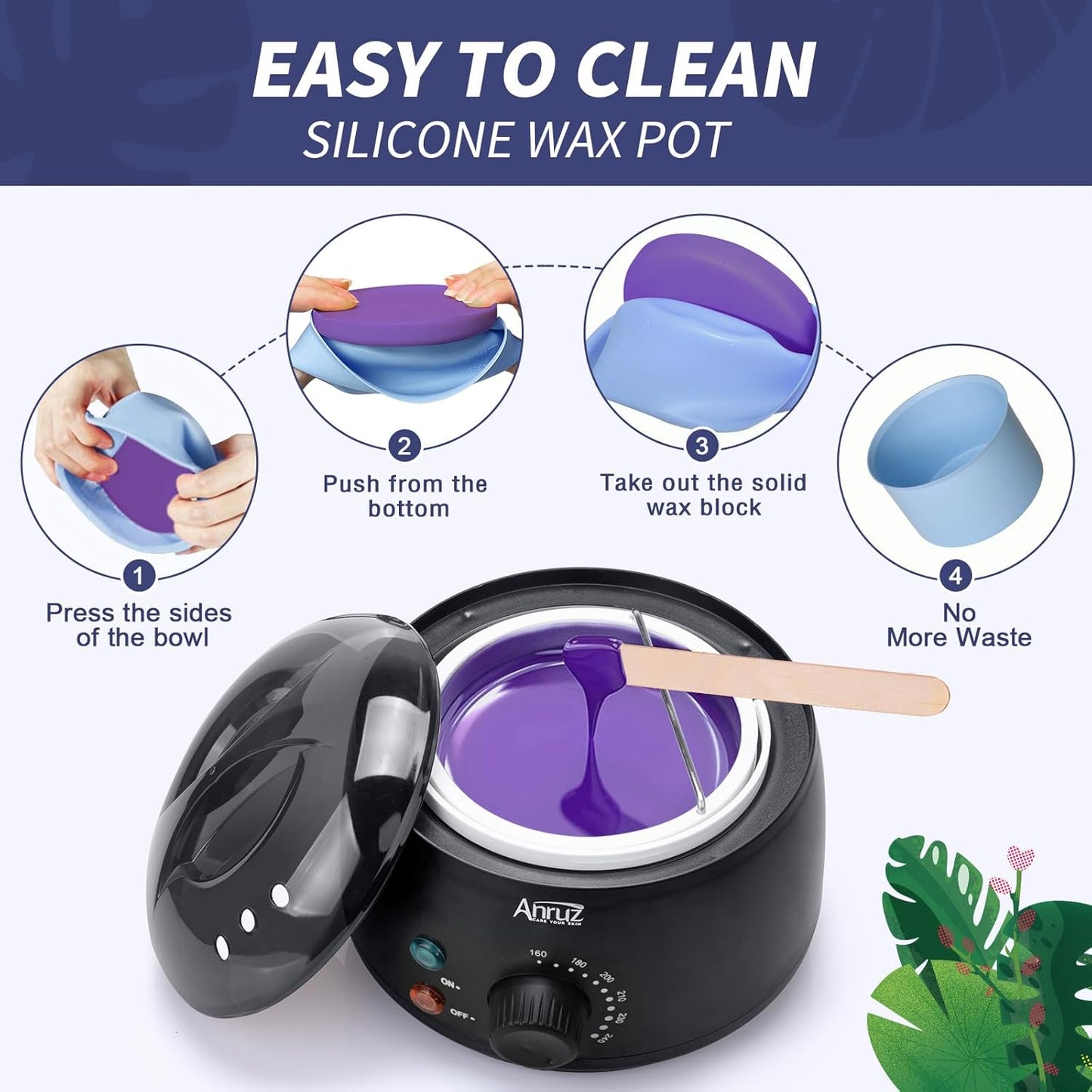 Waxing Kit, Wax Kit for Hair Removal, Wax Pot for Waxing Professional with Silicone Bowl,4 Bags Wax Beads and 20 Applicator Sticks, 2 Treatment Oils-At Home Wax Machine for Full Body Waxing