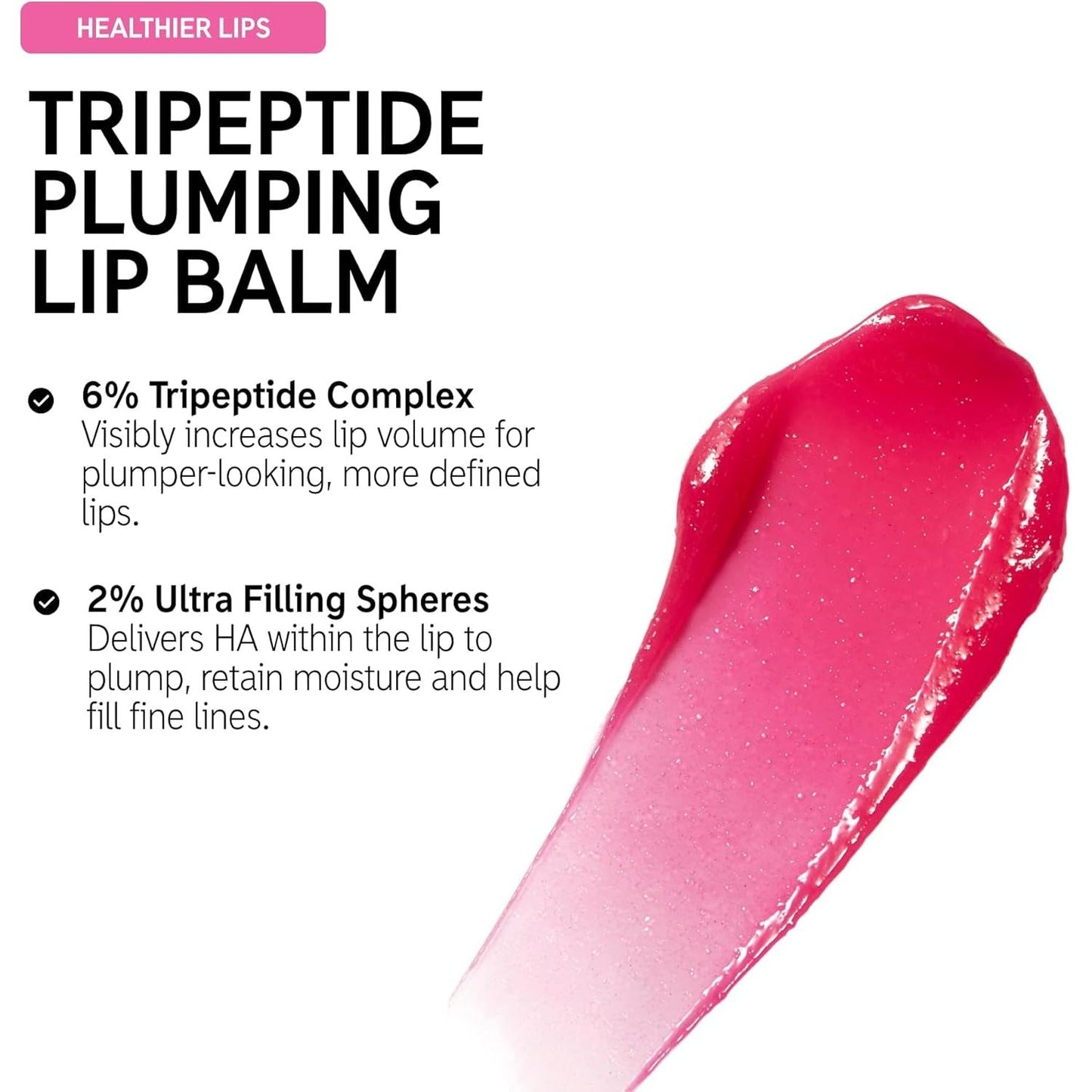 Tripeptide Plumping Lip Balm 10Ml, Clinically Proven Plumping Tinted Lip Care, Hydrates Dry Cracked Lips, Vegan & Cruelty Free, Pink Tint