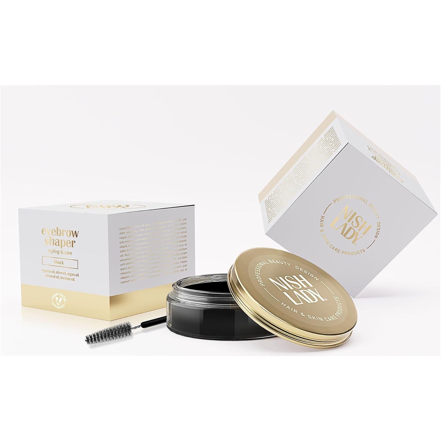 Brow Lift Lamination Gel Kit with Brush, Black Tint, MEGA SIZE - 50 Ml | Eyebrow Shaping Wax | Eye Brows Styling Soap | Long Lasting Hold Freeze Gel