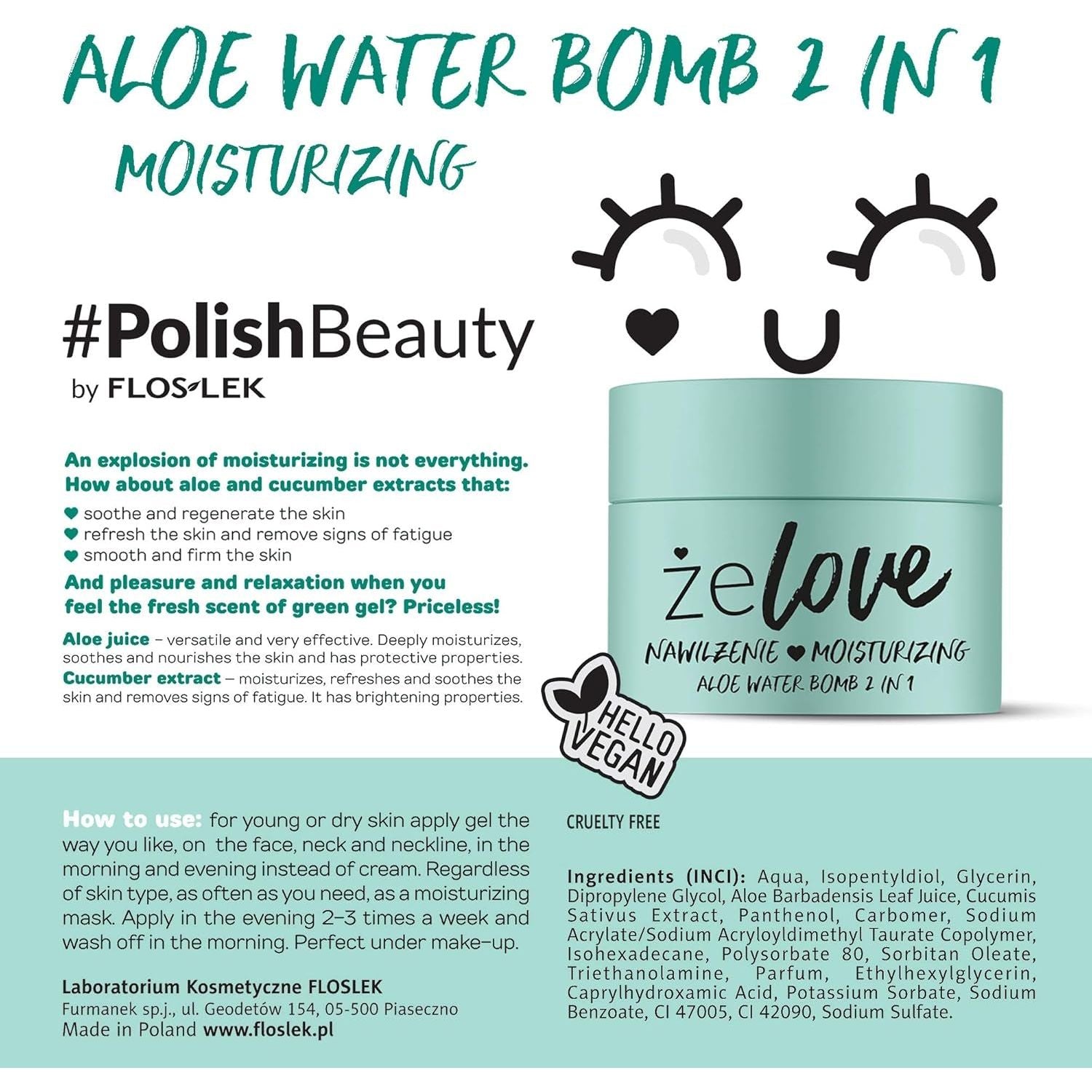 Aloe Water Aqua Bomb Face Cream | 50Ml | Hydro Boost Soothing Gel | Contains Aloe Juice | Liquid Moisturizer for Dry & Sensitive Skin | Cruelty-Free & Vegan