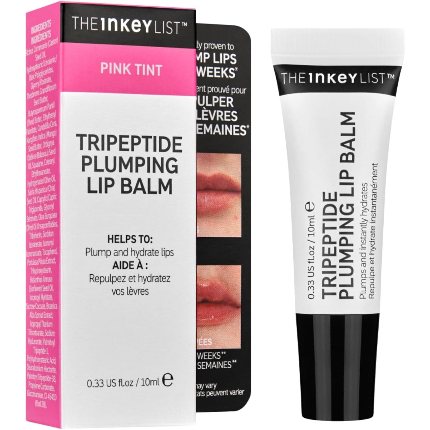 Tripeptide Plumping Lip Balm 10Ml, Clinically Proven Plumping Tinted Lip Care, Hydrates Dry Cracked Lips, Vegan & Cruelty Free, Pink Tint