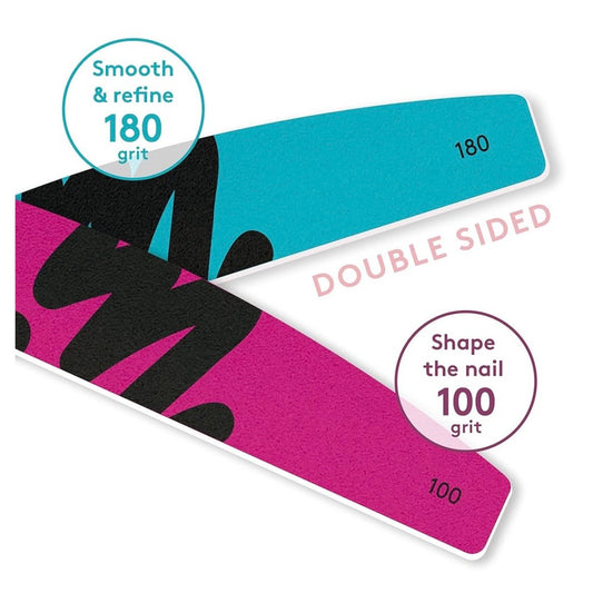 Mylee 3 Pack Double Sided Half Moon Nail File 100/180 Grit