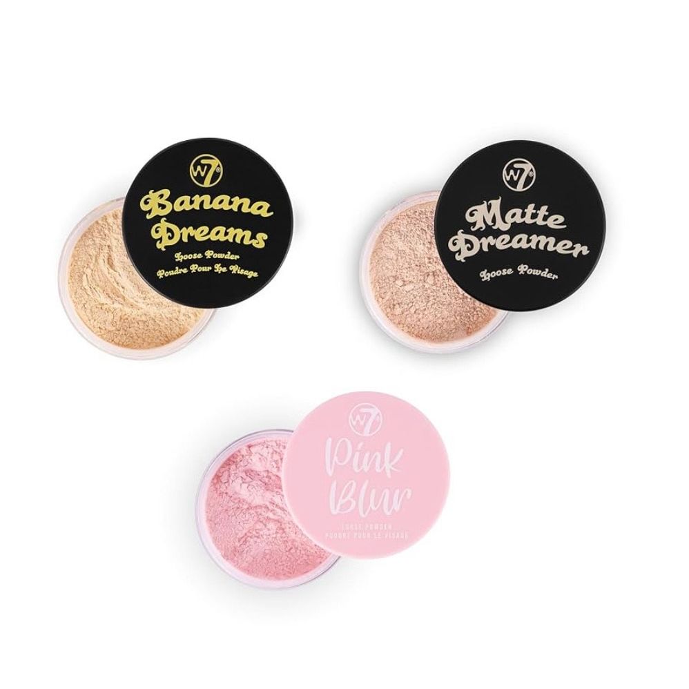 W7 Loose Face Powder Trio - 3 Piece Set - Banana, Nude & Pink Toned Powders