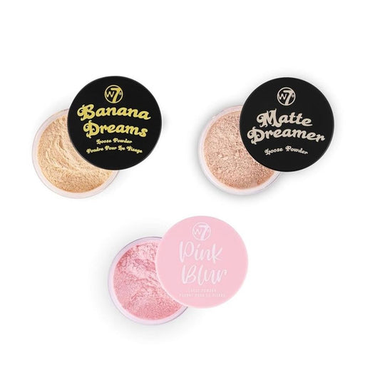 W7 Loose Face Powder Trio - 3 Piece Set - Banana, Nude & Pink Toned Powders