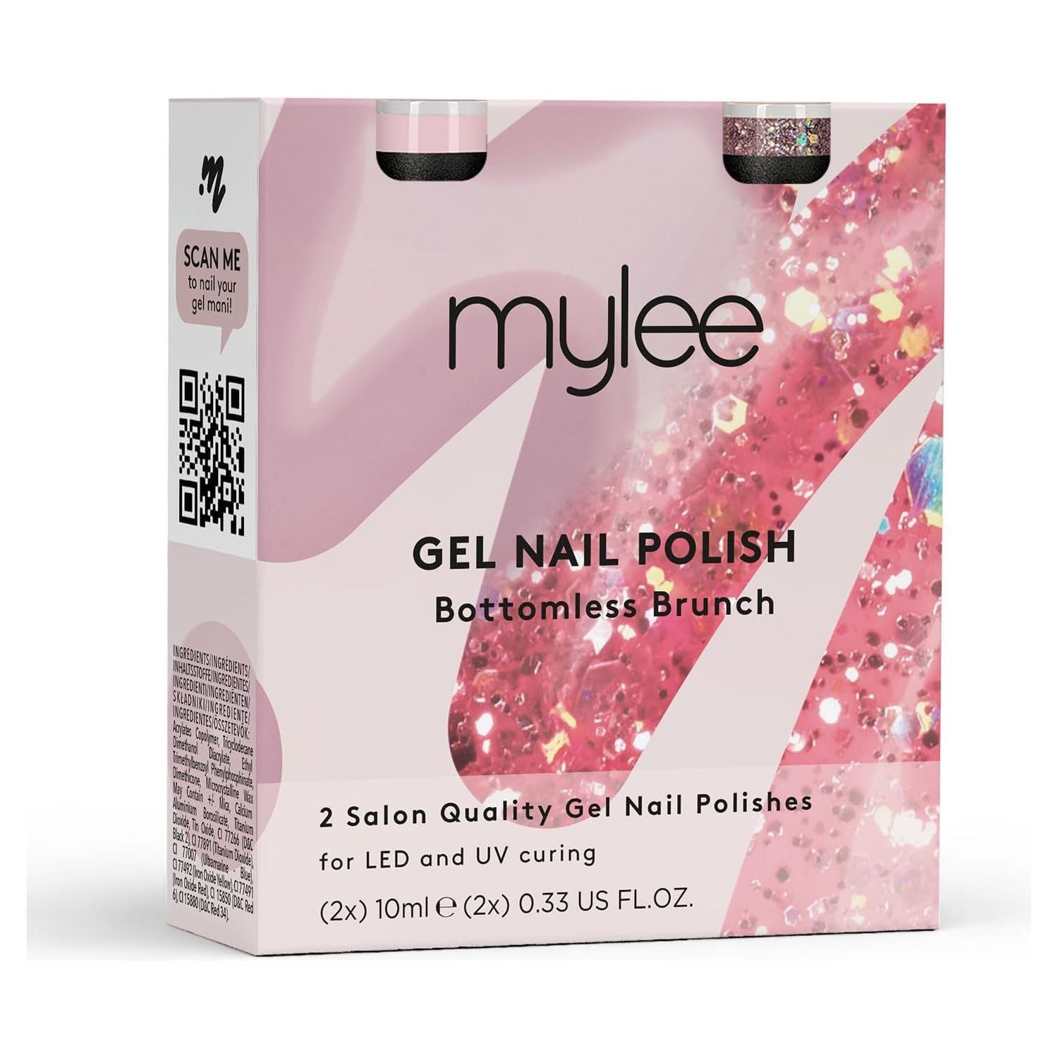 Gel Nail Polish Duo Colour Set 2X10Ml [Bottomless Brunch] UV/LED Soak-Off Nail Art Manicure Pedicure for Professional, Salon & Home Use - Long Lasting & Easy to Apply