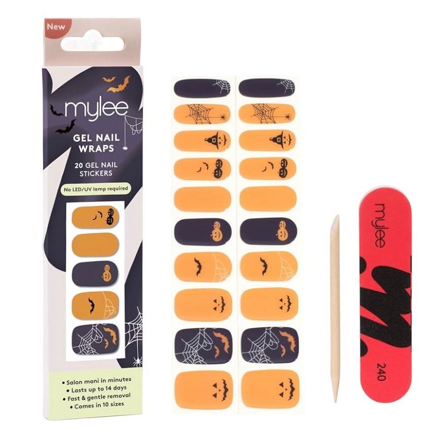 Mylee Gel Nail Wraps (Patchwork Pumpkin) Halloween 2025 Collection