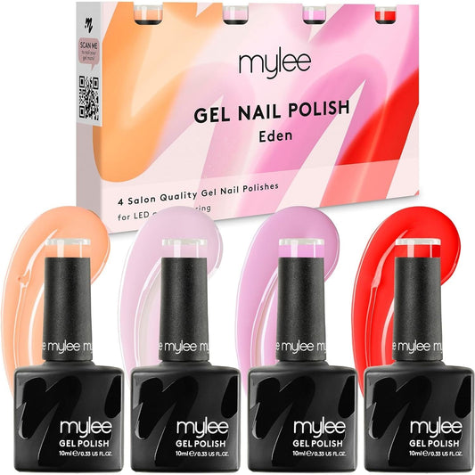 Gel Nail Polish Colour Set 4X10Ml [Eden Quad] UV/LED Soak-Off Nail Art Manicure Pedicure for Professional, Salon & Home Use [Spring/Summer 2024] - Long Lasting & Easy to Apply